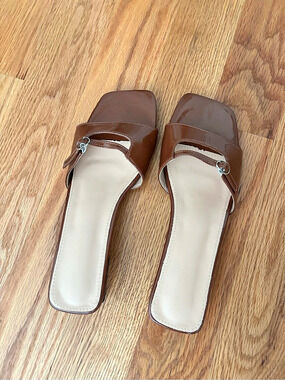 Brown Block Heel Mules NEVER WORN